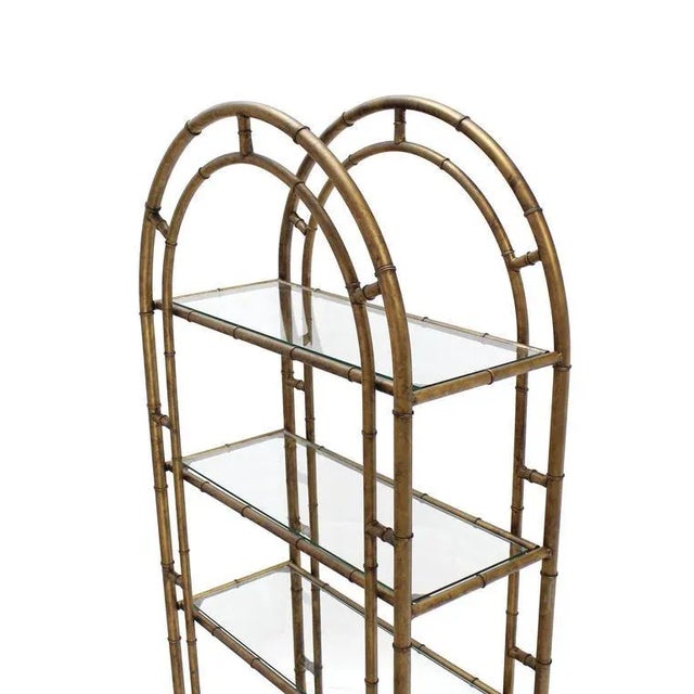 Mid-Century Modern Faux Bamboo Arch Shape Glass Shelves Etagere For Sale - Image 4 of 8