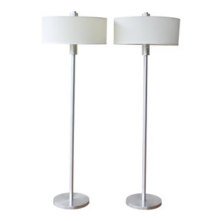 1990s Modern Brushed Nickel Floor Lamps - a Pair For Sale