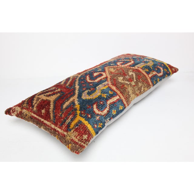 Art Deco Antique Tribal Turkish Blue Tones Sofa Rug Pillow Cover -14'' X 31'' For Sale - Image 3 of 8