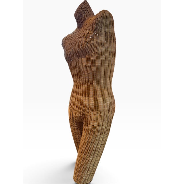 Vintage 1970s Sculptural Wicker Figure | Organic Modern Coastal Rattan For Sale In Portland, ME - Image 6 of 8