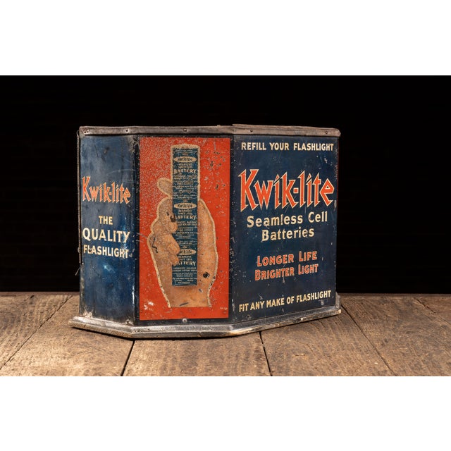Industrial Antique Kwik-Lite Tin Litho Point-of-Sale Case For Sale - Image 3 of 10