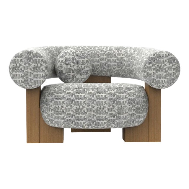 Cassette of the Armchair in Coymbetra Blue and Oak by Alter Ego for Collector For Sale