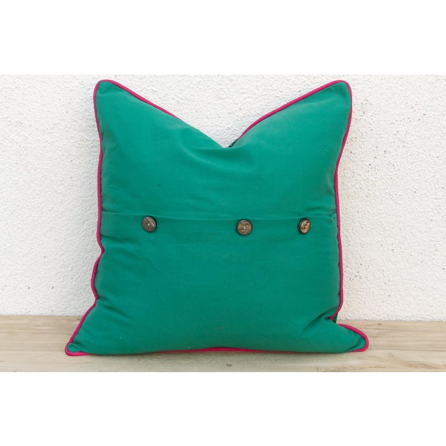Ketki Green Dotted Ahir Handloom Pillow For Sale - Image 4 of 5