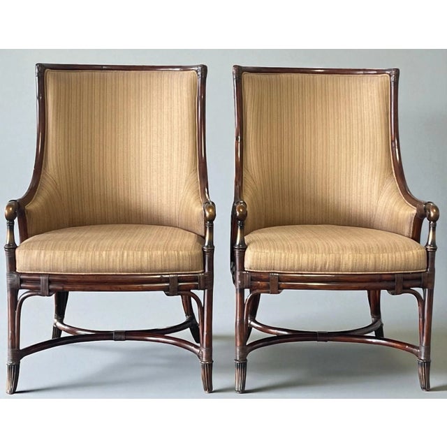 Early 21st Century Lexington Tommy Bahama Landara Collection Chair Pair, Rattan Dining Chair, Host Chairs For Sale - Image 5 of 12