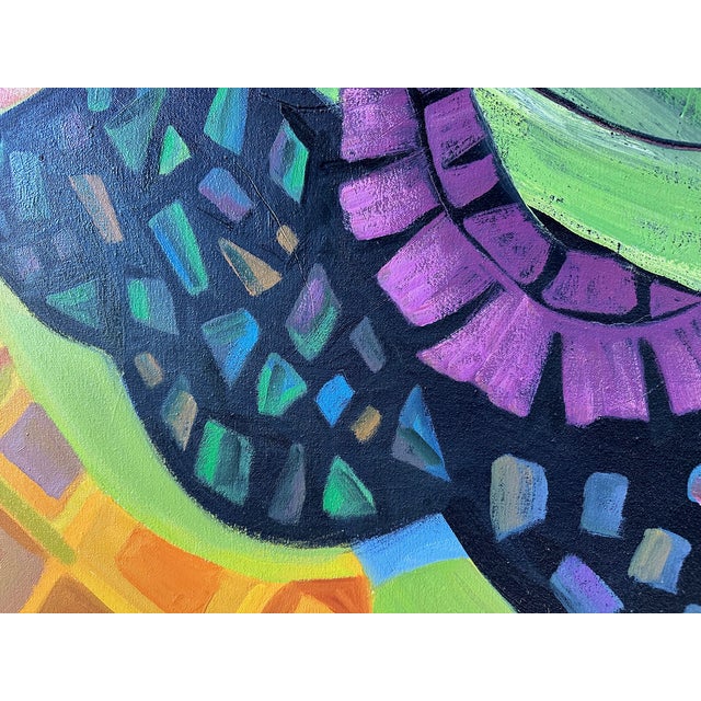 Contemporary Marc Zimmerman "Jungle Bouquet" Oil Painting, Tropical Interior Still Life, Dense Botanical Arrangement, Green and Orange, Contemporary Art West Coast For Sale - Image 3 of 8