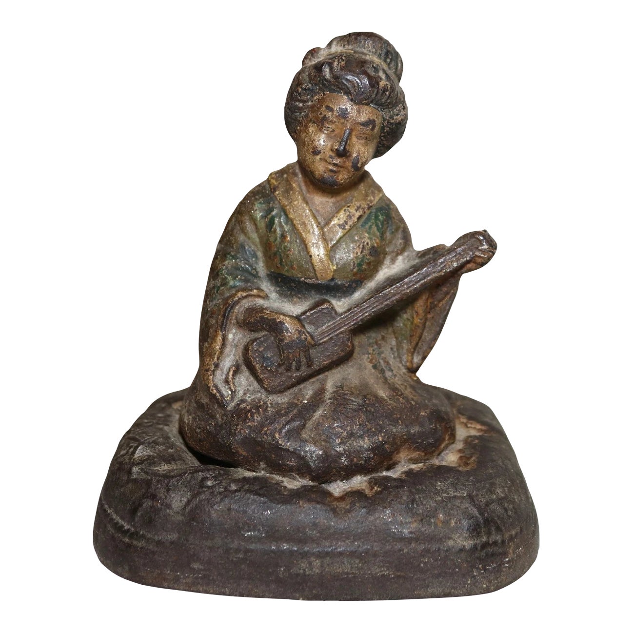 Rare Antique Hubley Cast Iron Japanese Girl Instrument Heavy Figural ...