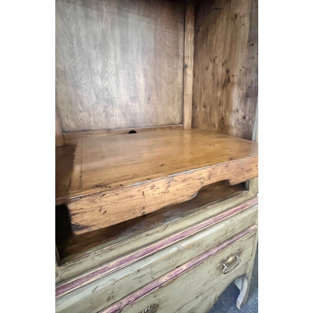 Large European Style Old World Hand-Painted Bar Drinks Liquor Armoire Cabinet Pull Out Shelf For Sale - Image 11 of 16