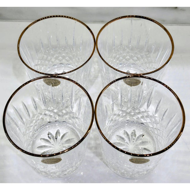 1990s 1997 Cristal D’Arques Constance Gold French Crystal Lowball Glasses – Set of 4 For Sale - Image 5 of 10