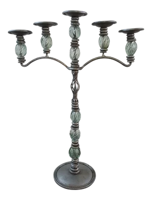 Modern Sarreid Metal and Crystal Candelabra