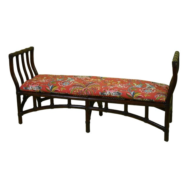 Large Wing Rattan Bench For Sale