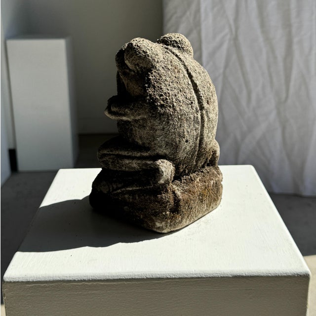 Boho Chic Small Balinese Limestone Frog Sculpture, 1980s For Sale - Image 3 of 10