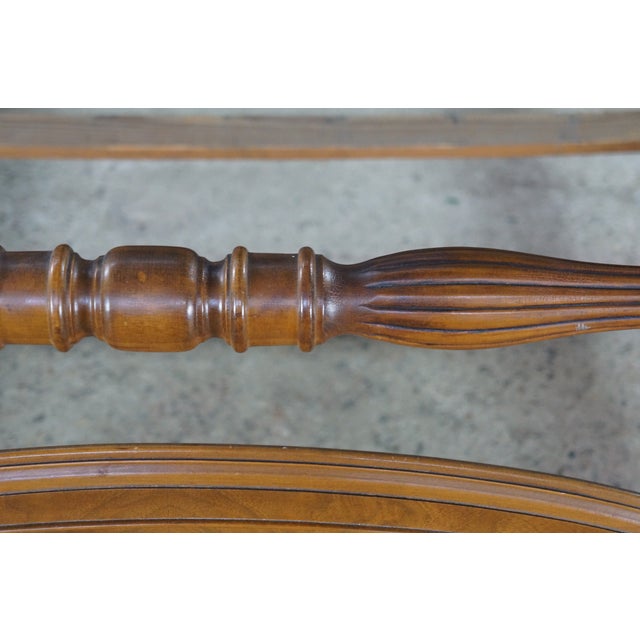 Vintage Federal Sheraton Revival 4 Post Matchbook Walnut Full Size Bed Frame For Sale - Image 11 of 18