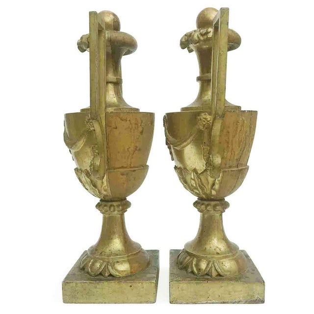 Large Empire Vases with Golden Handles, Set of 2 For Sale - Image 4 of 7