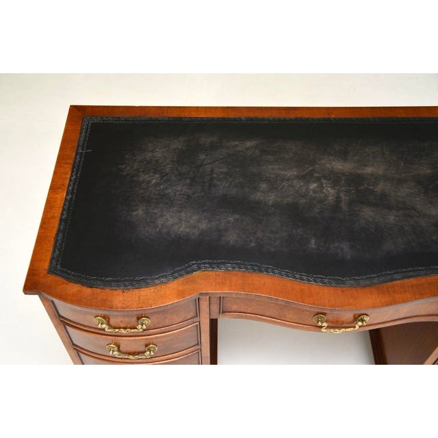 Black Burr Walnut and Leather Top Pedestal Desk, 1930s For Sale - Image 8 of 12