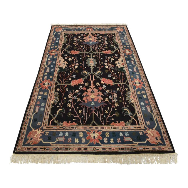 Heriz Rug 5’10” X 8’9” Black Wool Vintage Traditional Hand-Knotted Carpet For Sale