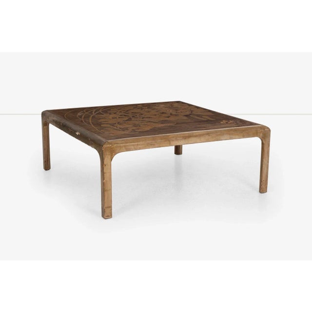 Max Kuehn Rectangular Coffee Table 1940's This stunning hand-carved and painted coffee table by Max Kuehn showcases...