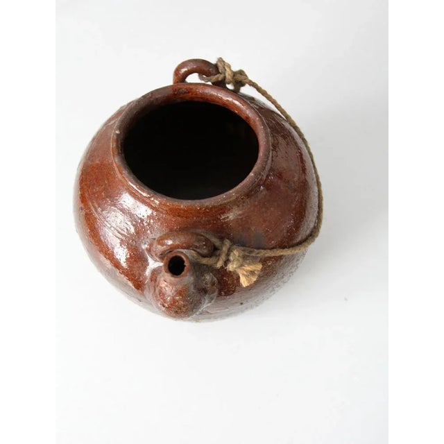 Antique Earthenware Water Pot With Rope Handle For Sale - Image 4 of 7