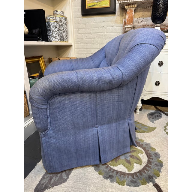 Textile 21st Century Vintage Designer Kravet Swivel Chair For Sale - Image 7 of 9