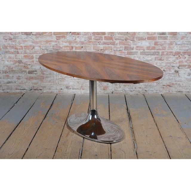 Bauhaus Oval Walnut and Chrome-Plated Steel Table by Kovona, Czechoslovakia, 1960s For Sale - Image 11 of 16