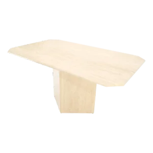 Rectangle Travertine Single Pedestal Italian Dining Conference Table