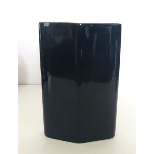 Mid-Century Modern Blue With Gold Vintage Otagiri Oval Golden Treasures Vase VTG For Sale - Image 3 of 6