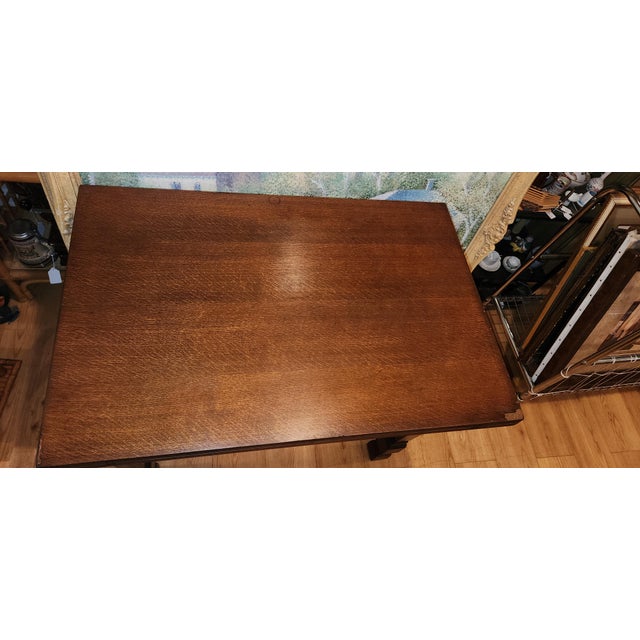 Vintage Swivel Folding Oak Game Table For Sale - Image 15 of 18