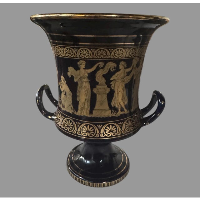 Late 20th Century Vintage Porcelain Double Handled Vase Decorated W Grecian Figures For Sale - Image 5 of 12