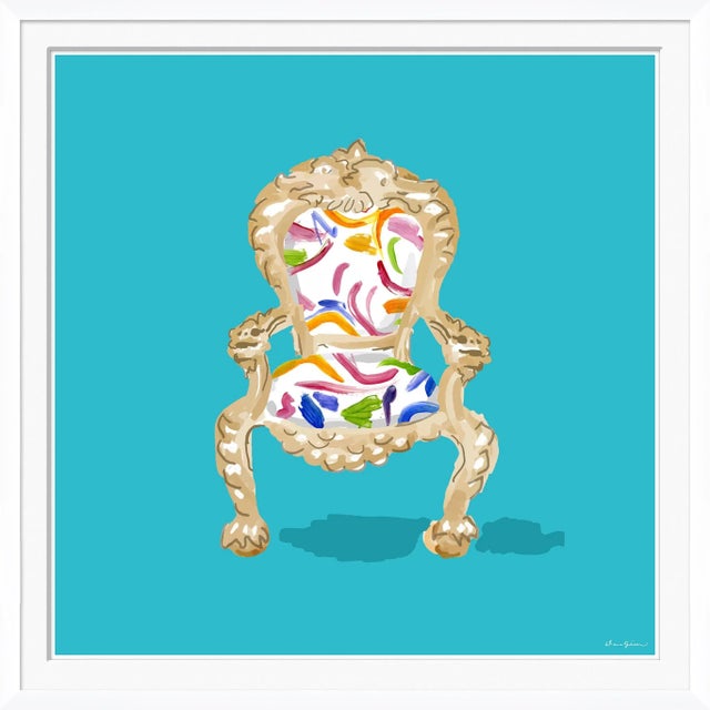 Contemporary Palace Chair, Turquoise By Dana Gibson, Framed Art Print For Sale - Image 3 of 3
