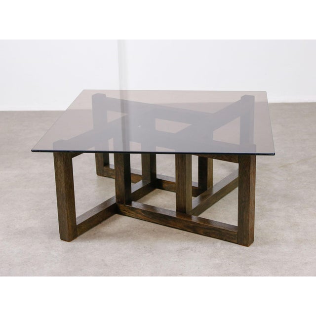 Wood Italian Wooden and Smoked Glass Coffee Table, 1960s For Sale - Image 7 of 18