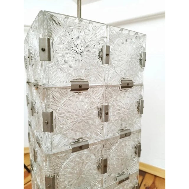 Pendant lamp Kamenický Šenov, Czechoslovakia 60s Cube shaped lamp of Czechoslovak origin from the 60s. It consists of...