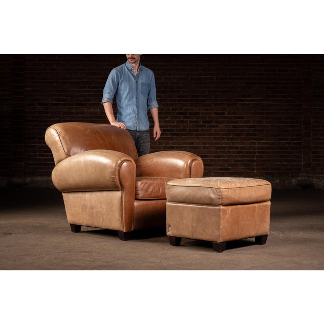 c. 1990s-2000s; Preston Hill Ltd. - Granville, OH Comfortable oversized club chair with matching ottoman upholstered in...