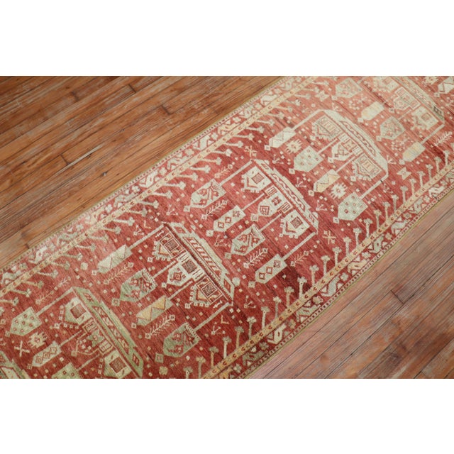 Textile Zabihi Collection Whimsical Red Turkish Fine Narrow Runner For Sale - Image 7 of 12