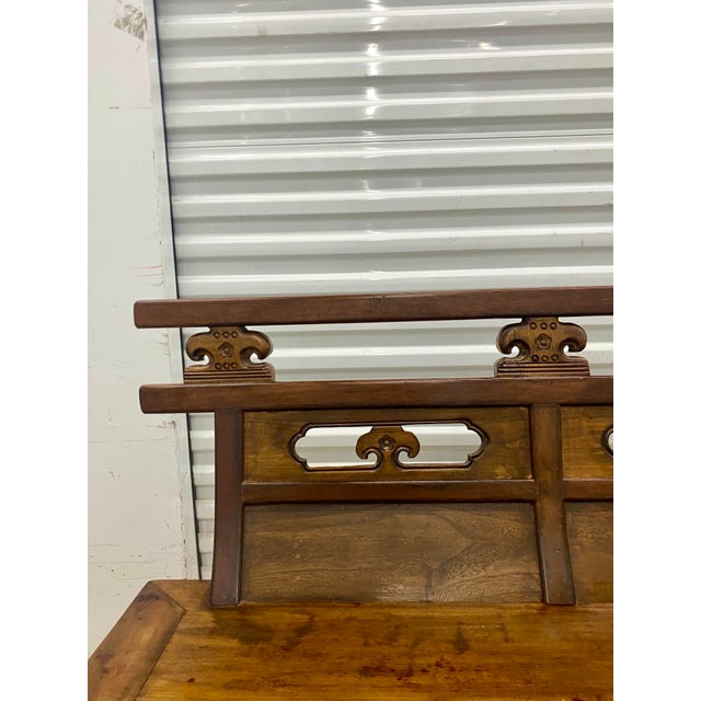 Paint Oriental Vintage Hand Carved Bench . For Sale - Image 7 of 12