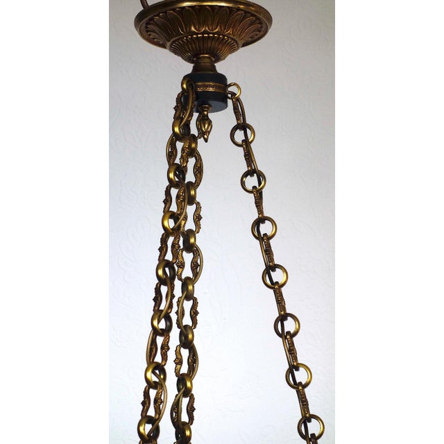 1940s Empire French Bronze and Glass Chandelier from Lucien Gau, 1940s For Sale - Image 5 of 14