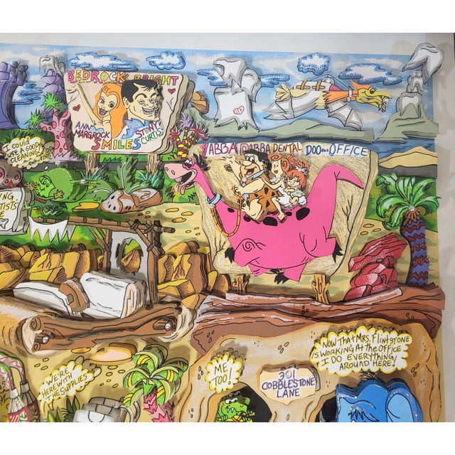 Black Original 3d Pop Art "Yabba Dabba Doo Dental" Flintstones by Charles Fazzino 20/100 DX For Sale - Image 8 of 18