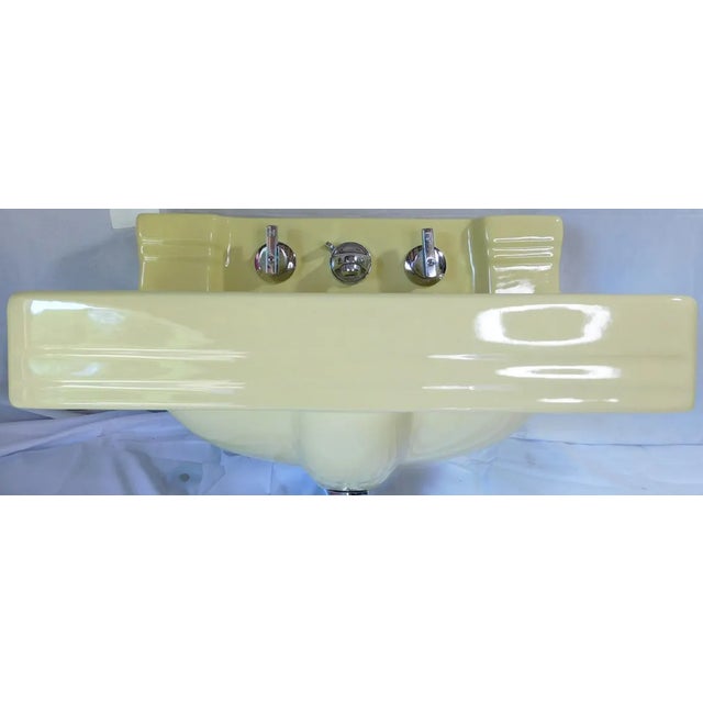 1957 Vintage "Standard" Companion Manchu Yellow Porcelain Sink With Chrome Legs ~Nice~ For Sale - Image 9 of 18