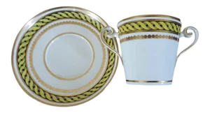 18th Century English Porcelain Two Handled Cup & Saucer Plate - A Pair