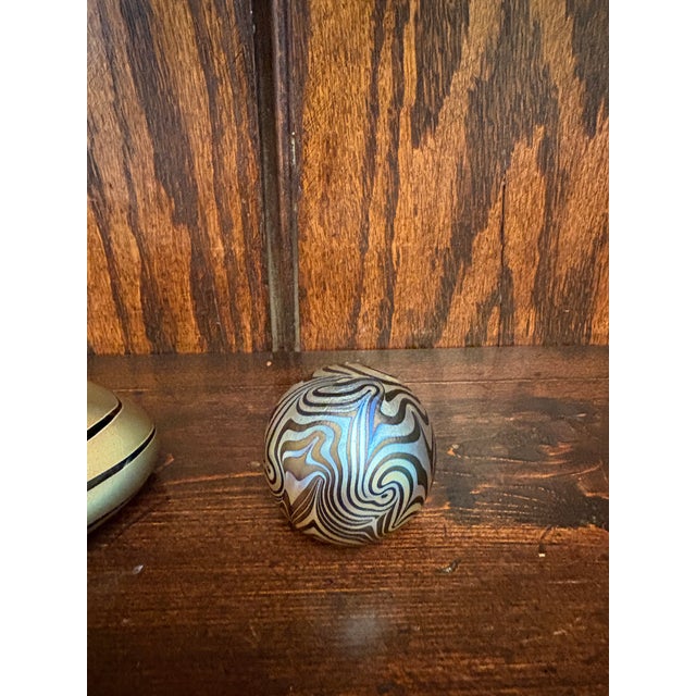 Modern Studio Art Glass Paperweights — Set of 2 (1980 & 1996) For Sale - Image 3 of 3