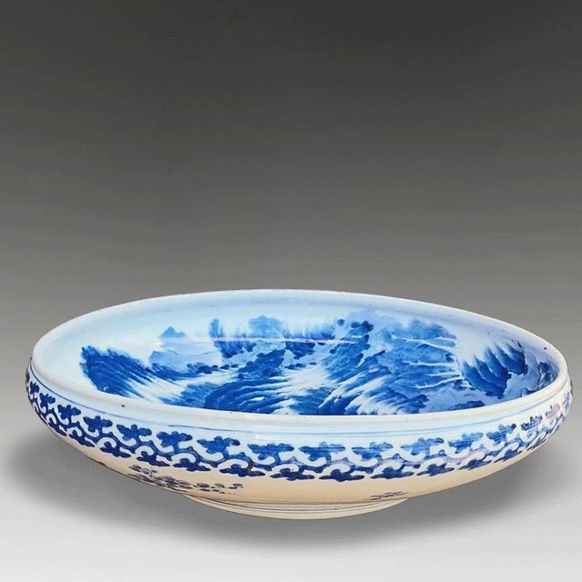 Large Japanese Edo Period Master of the Rocks Porcelain Charger Bowl For Sale - Image 6 of 10