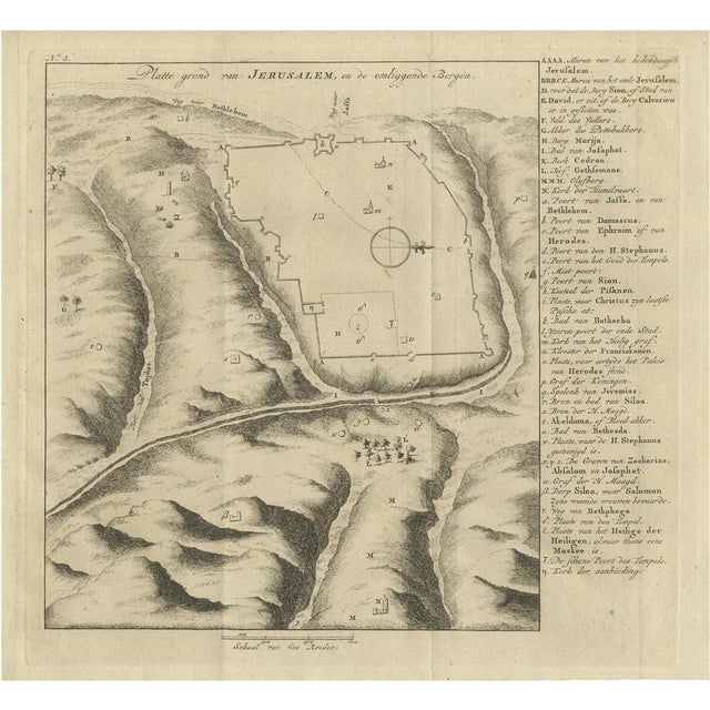 Map of Jerusalem and Surrounding Mountains, 1773, Paper For Sale