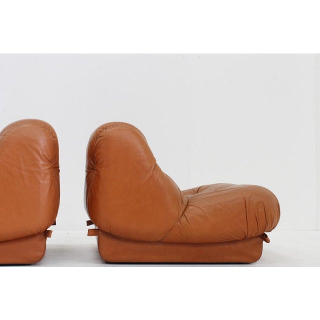 1970s Vintage Nuvolone Lounge Chairs in Cognac Leather from Mimo Padova, Italy, 1970s, Set of 2 For Sale - Image 5 of 11
