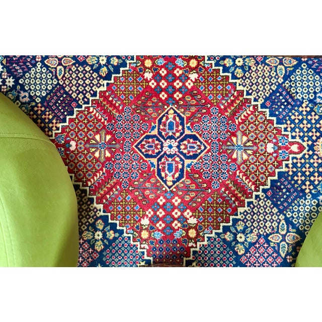 Haj Kashan Hand Woven Persian Rug Carpet Geometric Medallion Design For Sale - Image 9 of 11