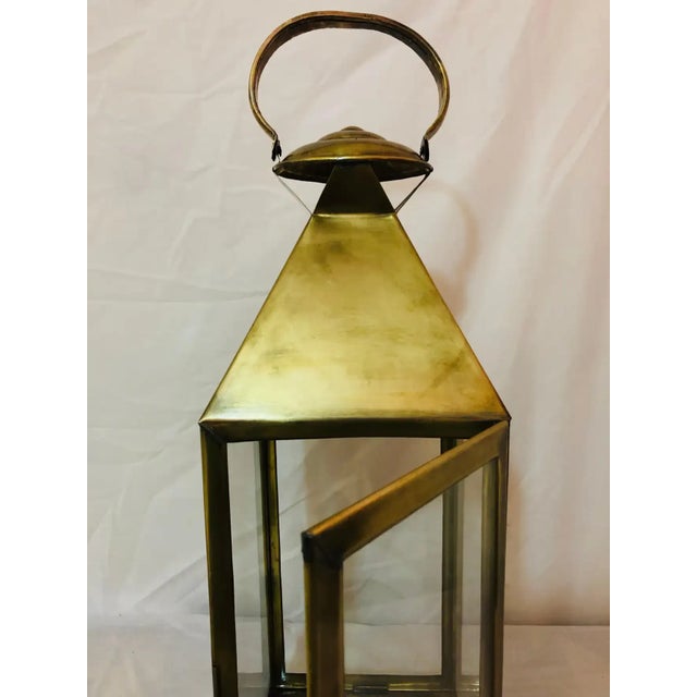 Brass Lantern or Candleholder for Garden or Indoor, a Pair For Sale - Image 11 of 13