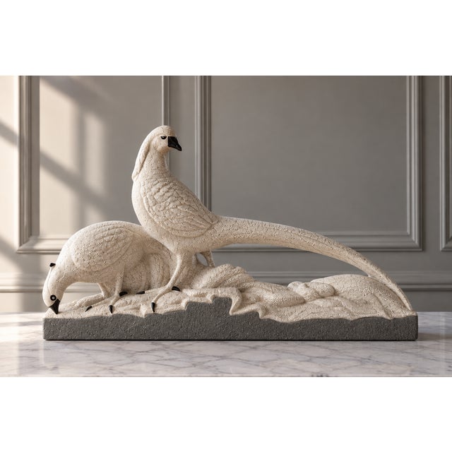 Manufacture de sainte-radegonde (attributed), two pheasants, art deco ceramic group, france, c. 1930 france, circa 1930...