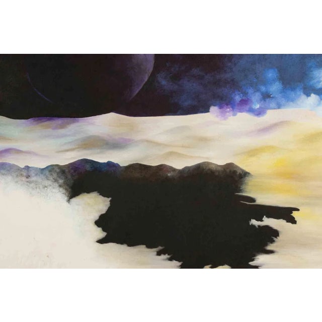 Contemporary Mario Sinisca, Fantasy Landscape, Oil Painting, 1980s For Sale - Image 3 of 5