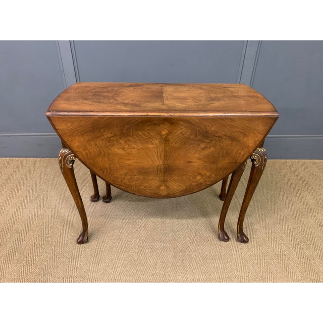 Burr Walnut Drop Flap Table, 1920 For Sale - Image 12 of 15