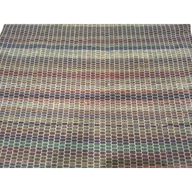 Antique American Amish Rag Runner, Handwoven Wool & Cotton, Stripe Pattern, Gray, 3x12 For Sale - Image 14 of 16