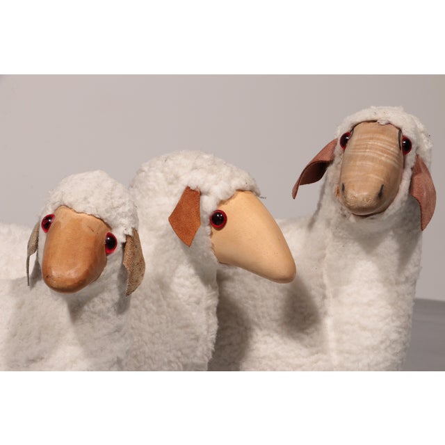 Wood German Sheep by Hanns-Peter Krafft, 1980s, Set of 3 For Sale - Image 7 of 13