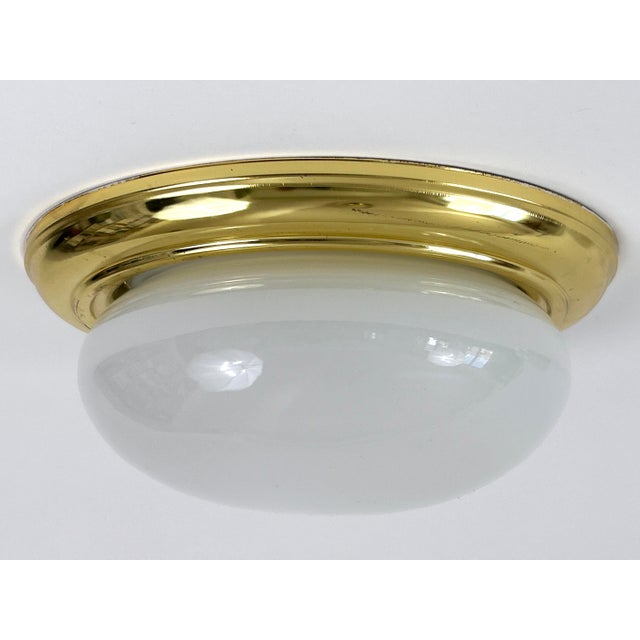 Vintage Brass and Opaline Glass Flush Mount, Germany, 1970 For Sale - Image 12 of 18