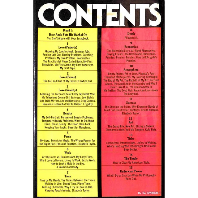 WARHOL, Andy (SIGNED) [241] pp. Harcourt Brace Jovanovich 1975 First Edition 8 5/8" x 5 7/8" Jacket design by Herb...